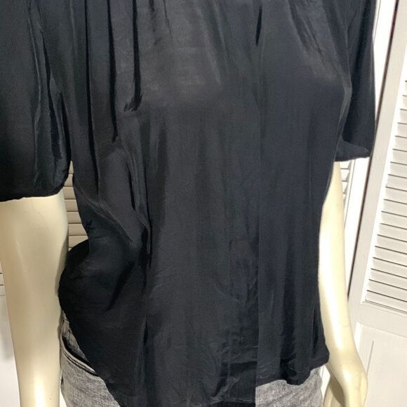 Vintage Bentley Black Chiffon Button Down Blouse Large - Picture 5 of 16